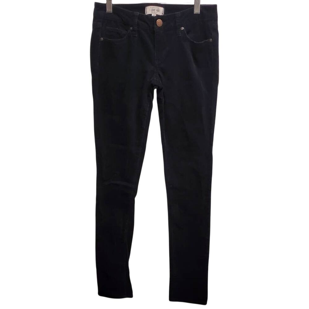 I Love H81 Corduroy Women's Juniors Tapered Legs Black Pants 26